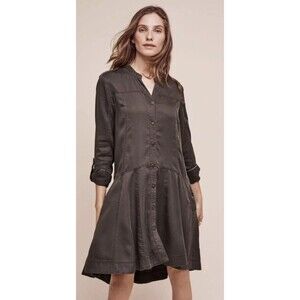 Anthropologie Holding Horses Mariona Military Shirt Dress Size 00 100% Lyocell